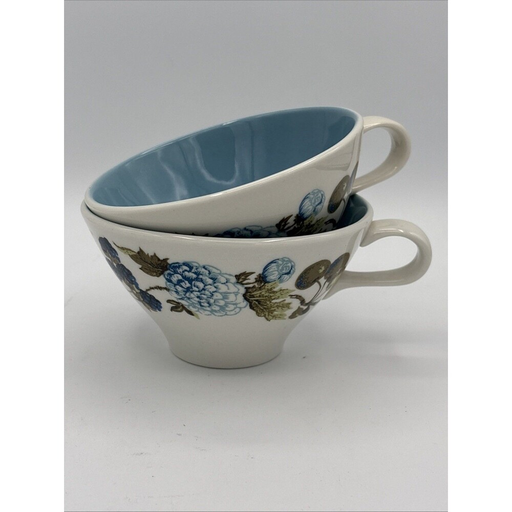 2 VTG 1960s Ben Seibel Informal Iroquois Blue Vineyard Coffee/Tea Cups MCM ECU